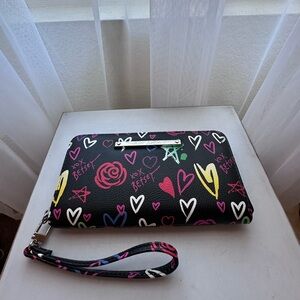 NWOT!! Betsey Johnson Black Multicolor Heart Wallet